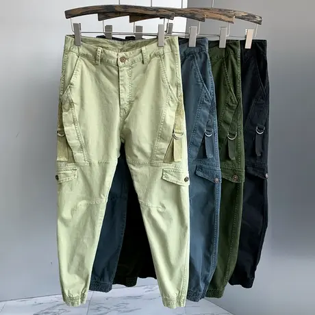 潮牌工装裤男束脚韩版潮流男士休闲裤男机车长裤子男修身小脚百搭商品大图