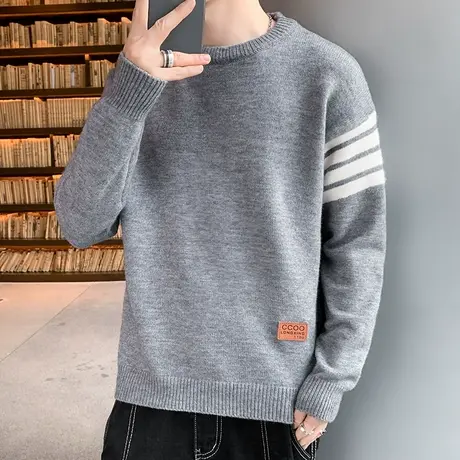 圆领毛衣男士春秋款2023新款宽松潮流冬季加厚针织打底线衫情侣装商品大图
