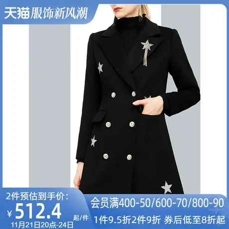 欧洲站不规则西装毛呢外套女冬2022新款中长款加厚羊毛呢子大衣潮图片