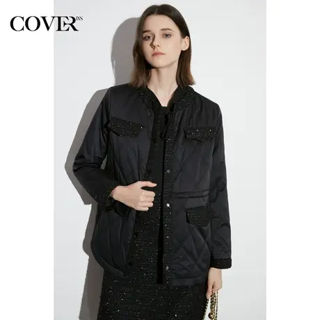COVER春季复古奶奶风绗缝菱形格香风外套商品大图