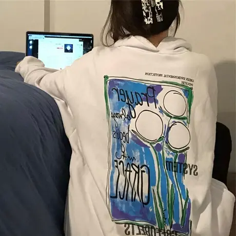 美式高街hiphop卫衣女宽松韩版潮ins连帽上衣春秋薄款vintage外套商品大图