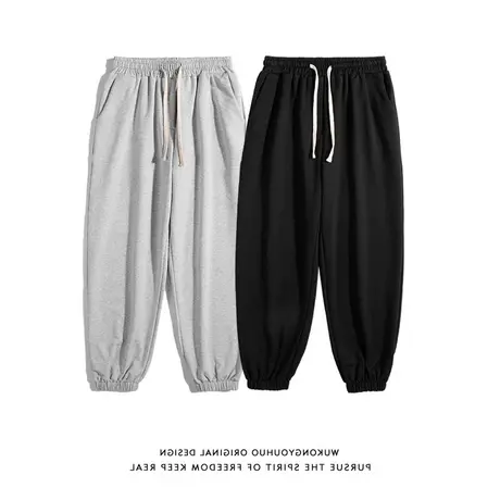 灰色运动裤女夏季薄款宽松束脚裤春秋ins潮2024新款阔腿休闲卫裤商品大图