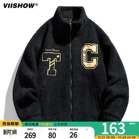 VIISHOW美式高街羊羔绒棉衣男冬季潮牌cityboy加绒加厚保暖棉服商品大图