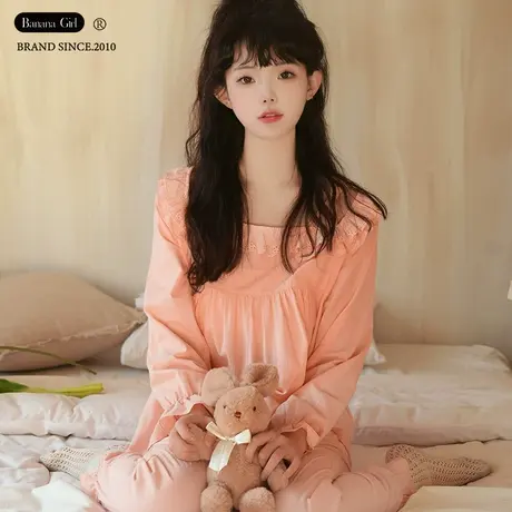 Bananagirl睡衣女新款春秋季棉质甜美宽松大码家居服套装可外穿女商品大图