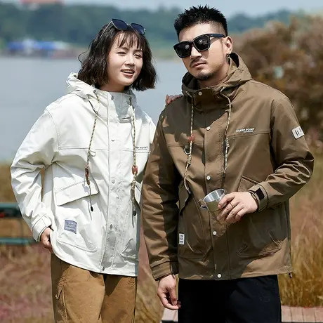 高端潮牌情侣装户外登山冲锋衣外套秋冬季男士防风三合一夹克外套商品大图