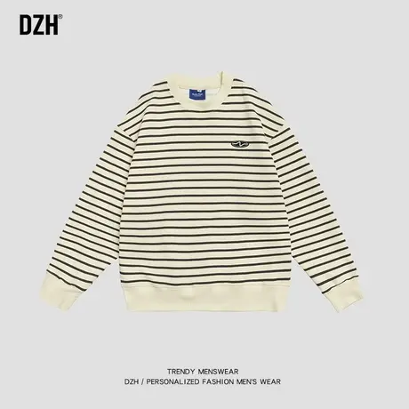 男士条纹撞色卫衣男圆领秋季380g重磅休闲宽松长袖上衣ins潮内搭商品大图