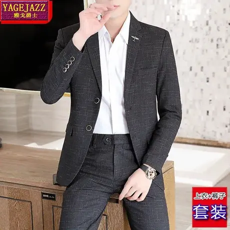 男士小西装一套春秋季新款西服套装男韩版潮流休闲帅气外套男装图片