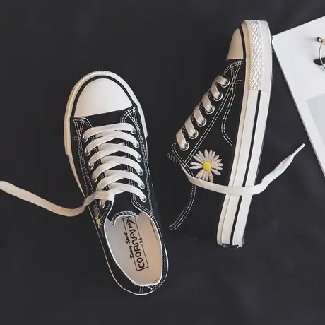 2024夏秋季小雏菊帆布鞋女ulzzang百搭布鞋休闲透气韩版学生板鞋商品大图