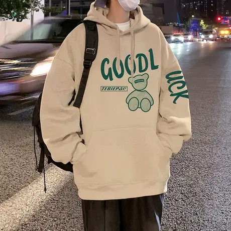 纯棉春秋季卫衣男潮牌oversize宽松美式复古连帽重磅帽衫情侣外套商品大图