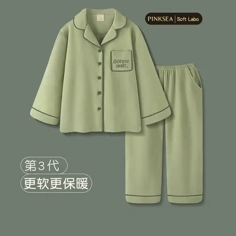 情侣睡衣女秋冬加厚暖绒套装新款春秋季可外穿简约大码男士家居服图片