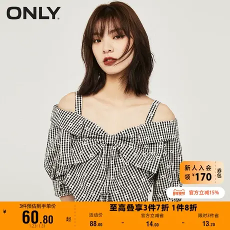 【上新】ONLY奥莱花瓣图案蝴蝶结装饰雪纺衫女商品大图