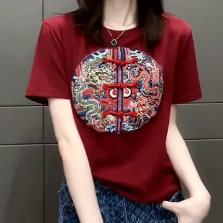 新中式小众设计感中国风盘扣t恤女2024夏季新款宽松短袖小上衣潮图片