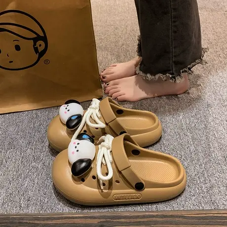 EVA户外踩屎感洞洞鞋休闲亲子卡通小狗软底防滑凉拖鞋女夏季新款图片