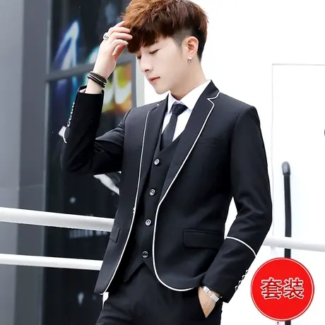 男士西服套装三件套韩版帅气单西外套学生演出服休闲西装潮流礼服商品大图
