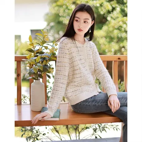 【直播间】香影小香风针织开衫女2023秋季新款慵懒法式上衣宽松商品大图