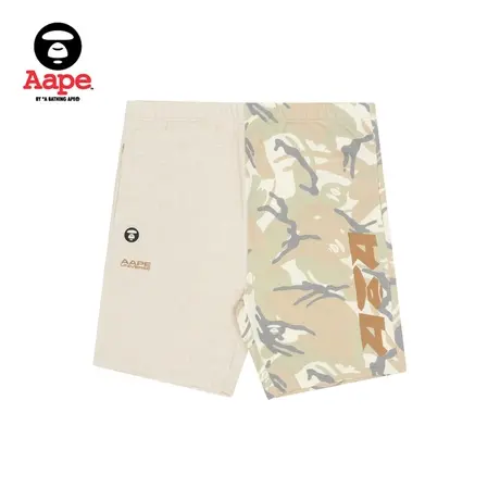 Aape旗舰店男装春夏猿颜多色字母印花迷彩拼接舒适短裤6859XBI图片