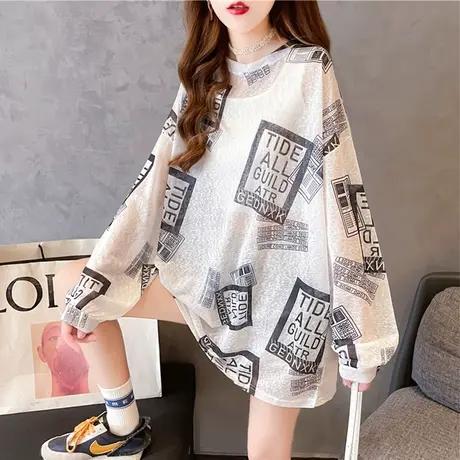 防晒衣女夏季宽松大码女装透气百搭薄款防晒服长袖冰丝罩衫上衣服商品大图