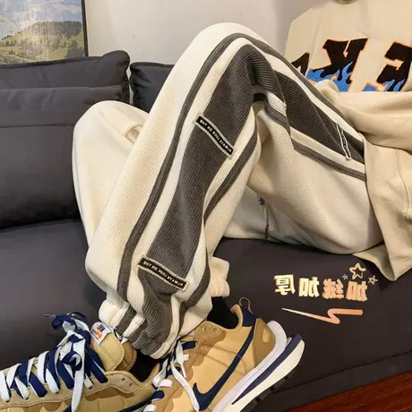 束脚卫裤女加绒加厚秋冬小个子宽松小众设计感潮牌休闲运动哈伦裤商品大图