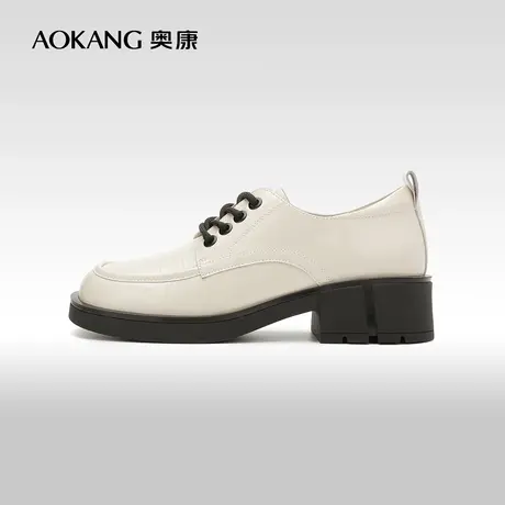 【门店发货】奥康女鞋 春秋季新款厚底英伦风小皮鞋jk制服单鞋图片