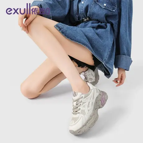exull/依思Q新款休闲运动跑步鞋时尚百搭圆头系带厚底舒适老爹鞋图片