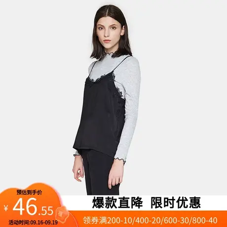 艾格2023春秋新款时尚气质百搭蕾丝吊带长袖宽松上衣衬衫女Y1660商品大图