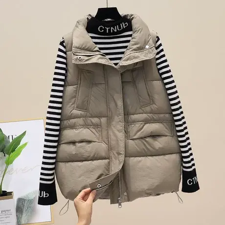 羽绒棉马甲女中长款2023秋冬新款韩版百搭马夹背心立领坎肩外套潮图片