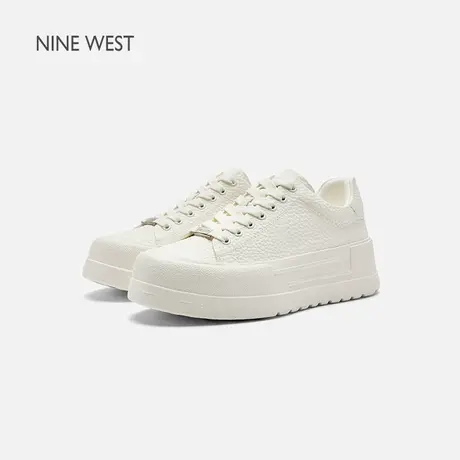【商场同款】Nine West/玖熙女鞋厚底小白鞋2025年夏季真皮休闲鞋商品大图