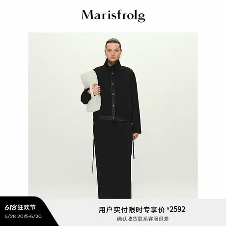 【随型外套】Marisfrolg玛丝菲尔2025春新款缎面结构线压纹短外套图片