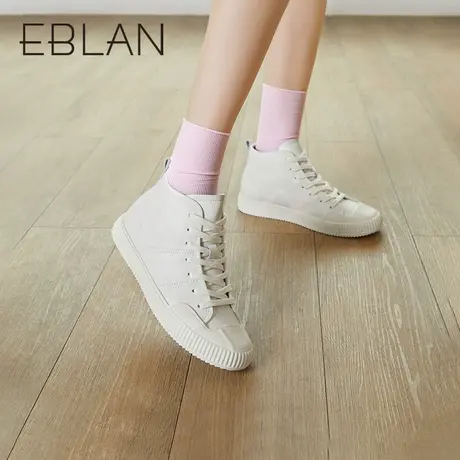 伊伴春季新款女鞋圆头高帮休闲运动鞋百搭小众帆布鞋小白鞋板鞋女图片
