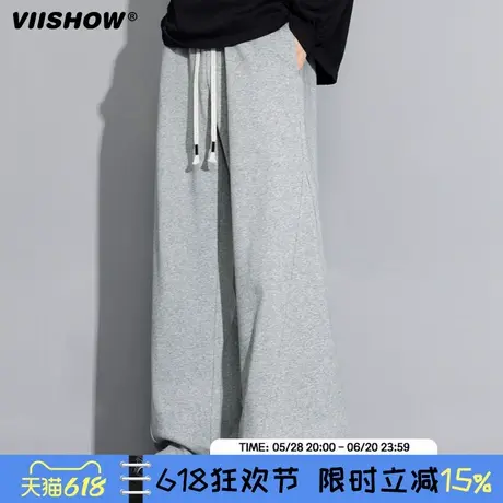 VIISHOW褶皱西装阔腿裤男春季街头宽松设计感直筒显瘦休闲裤子商品大图