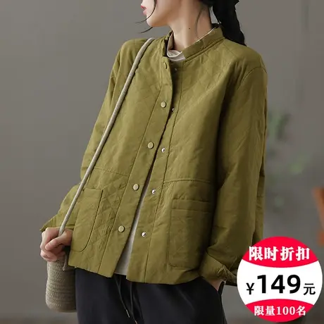 dza 短款菱格显瘦棉衣棉服外套女士2022冬季新款宽松休闲保暖棉袄图片