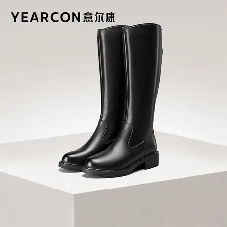 意尔康小个子长筒靴女2023新款v口内增高显瘦弹力真皮长靴高筒靴图片