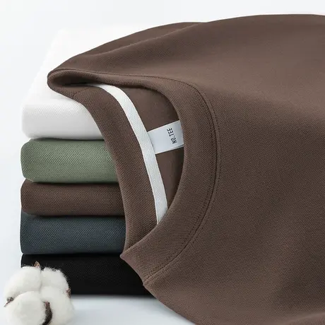 350g重磅卫衣男士潮流百搭秋冬款纯色无帽上衣服宽松圆领长袖t恤商品大图