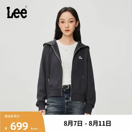 Lee商场同款25秋冬新品舒适版刺绣Logo女插肩袖连帽长袖卫衣开衫图片