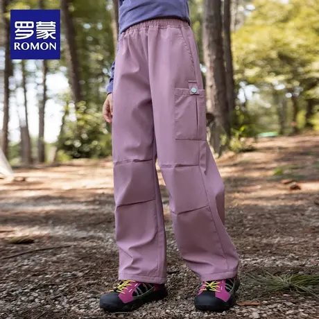 罗蒙女童裤子2025春秋新款工装裤儿童休闲运动裤中大童女孩伞兵裤商品大图
