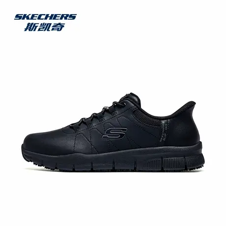 Skechers/斯凯奇女鞋一脚蹬闪穿鞋2025新款秋黑色运动皮鞋工作鞋商品大图