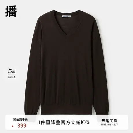 【100%羊毛】播商场同款休闲V领法式24秋冬针织毛衣女BDR9SD4202商品大图