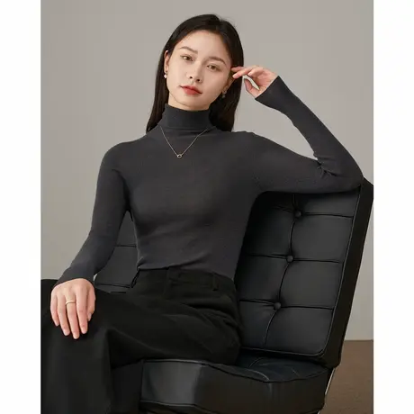 娅丽达温柔气质高领修身针织衫女2025秋冬新款羊毛衫洋气打底毛衣商品大图