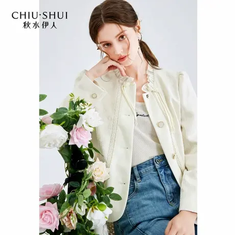 【CC家居控】优雅贵气新中式外套春季女木耳边立领高级感上衣商品大图