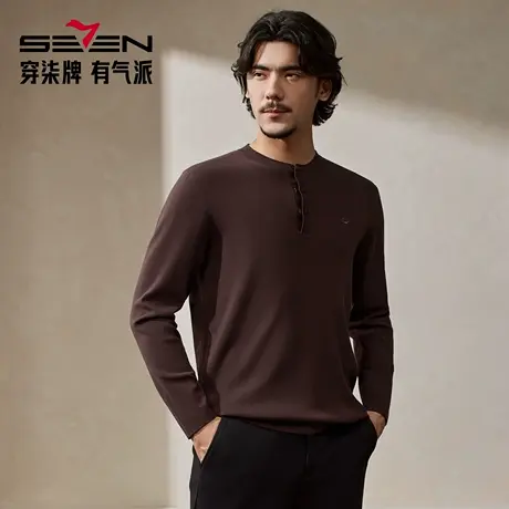 【国风新中式/含羊毛】柒牌卫衣男士秋季休闲圆领百搭长袖上衣商品大图
