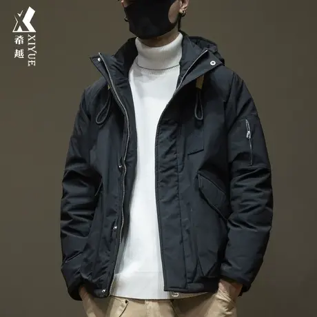 新国标90白鸭绒羽绒服男款冬季潮牌宽松大码多口袋工装风外套男装商品大图