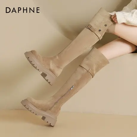 达芙妮过膝长筒靴女2025新款爆款秋季西部长靴厚底高筒骑士靴子女图片