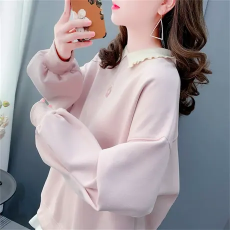 日系甜美学院风翻领卫衣女2023年新款秋季宽松洋气减龄时尚上衣潮商品大图