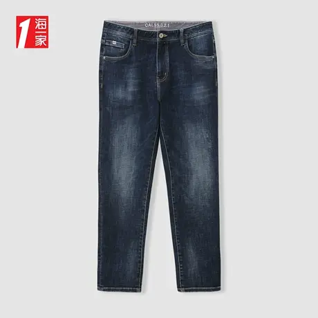 海一家时尚休闲九分裤2023秋季新款猫须工艺青春活力牛仔裤男商品大图