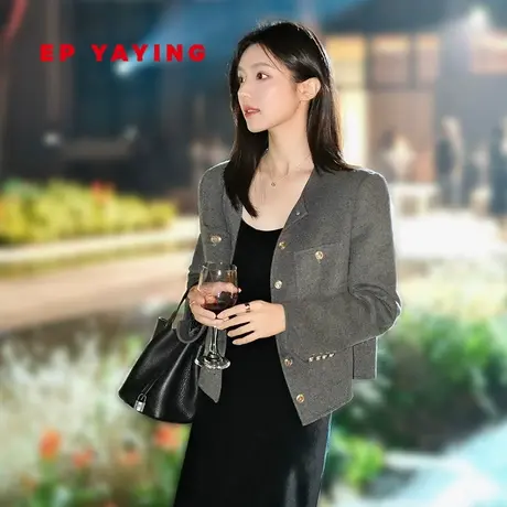 EP YAYING雅莹女装 小香风圆领绵羊毛呢外套 秋冬商场同款1227A图片