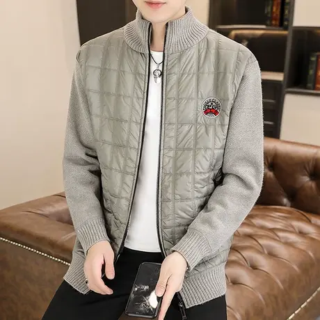 立领毛衣外套男士冬季加绒加厚款潮流休闲针织开衫男保暖2025新款商品大图