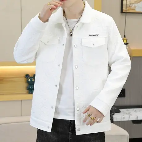 外套男春秋季2023新款翻领潮牌男士工装夹克休闲时尚钢印春装衣服商品大图