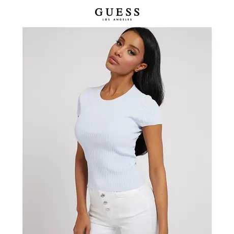 GUESS 女士显瘦舒适极简针织短袖T恤-W2GR46Z2UK0图片