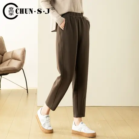 美拉德咖色裤子休闲裤女秋冬加绒女裤哈伦裤锥形萝卜裤运动裤卫裤商品大图