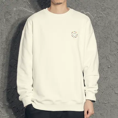 笑脸刺绣卫衣男春秋男士秋季宽松外套2021新款潮流潮牌上衣商品大图